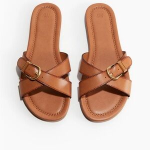 H&M LIGHT BROWN BUCKLE-DETAIL SANDALS